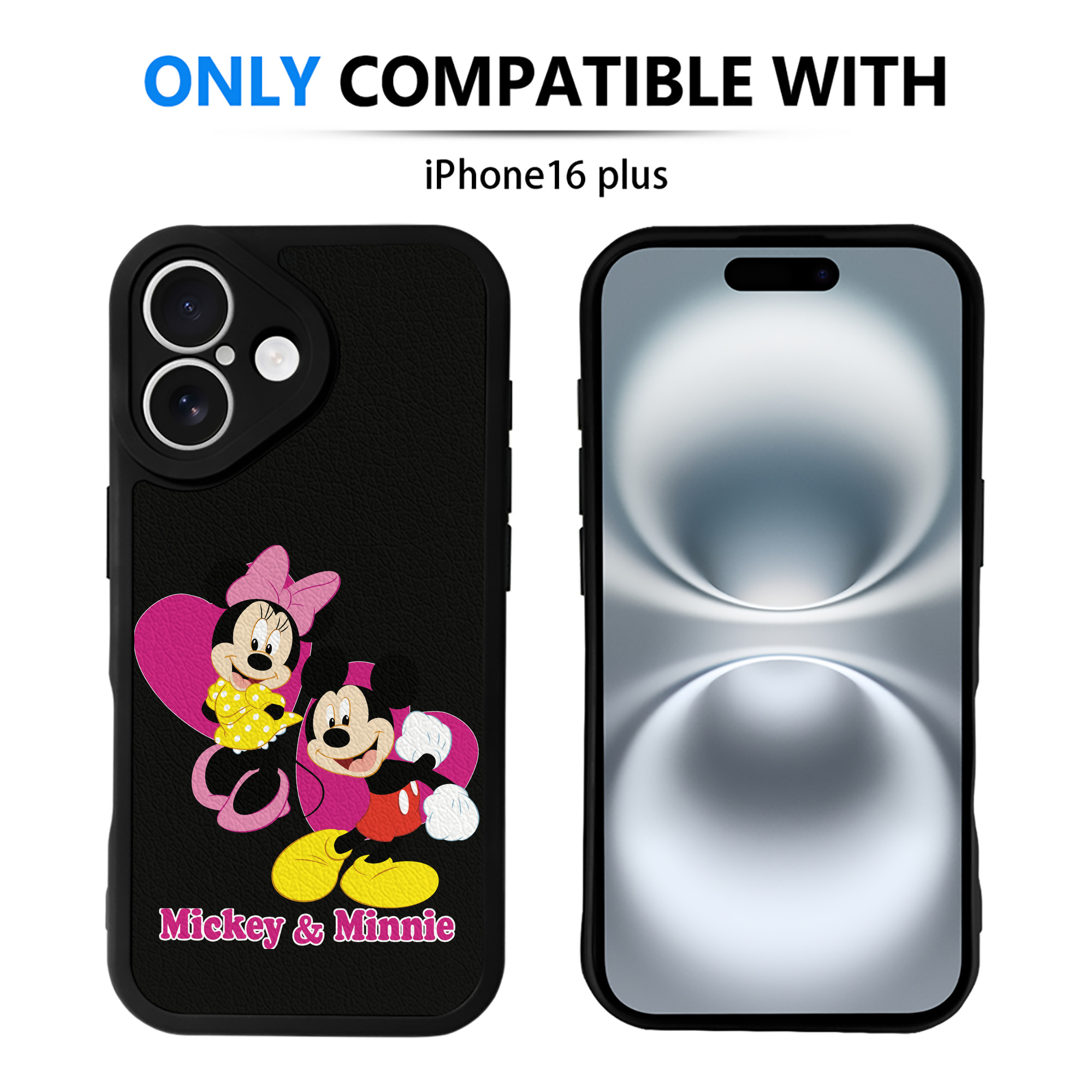 （画像用） ミッキーマウス Mickey Mouse 【iPhone 16シリーズ対応】シリコンスマホケース（レザー調） 材質：シリコン